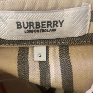 Burberry Beige and Black Striped Shirtdress